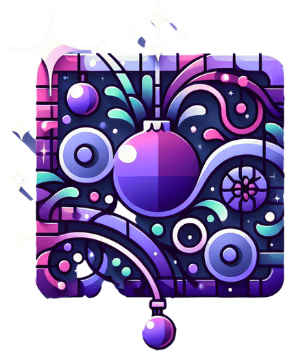 Perfectly square purple Christmas decoration. Cartoon. Cute art style