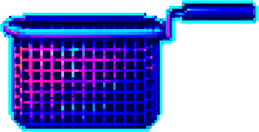 A fryer basket from a deep fryer. Side view.
