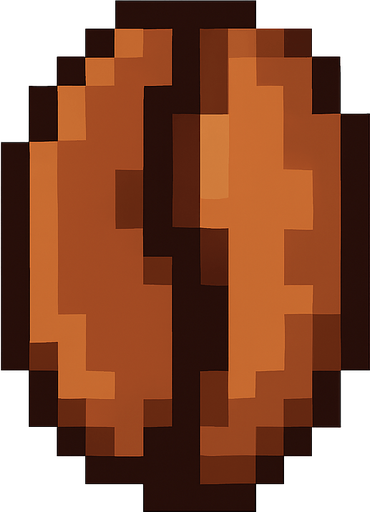 grano de caffe de pixeles.
In-Game asset.  2d.  High contrast.  No shadows