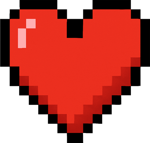 pixel heart.
In-Game asset.  2d.  High contrast.  No shadows