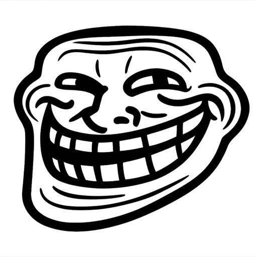 trol face no text one cracter.
In-Game asset.  2d.  High contrast.  No shadows