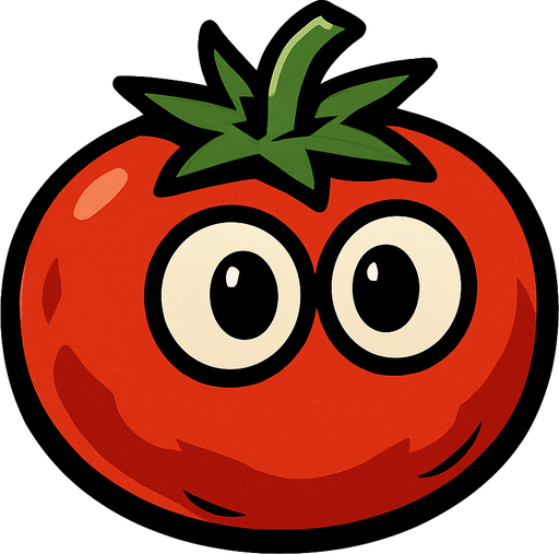 tomato with eyes.
In-Game asset.  2d.  High contrast.  No shadows