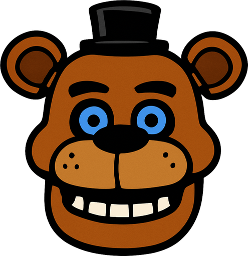 freddy head.
In-Game asset.  2d.  High contrast.  No shadows