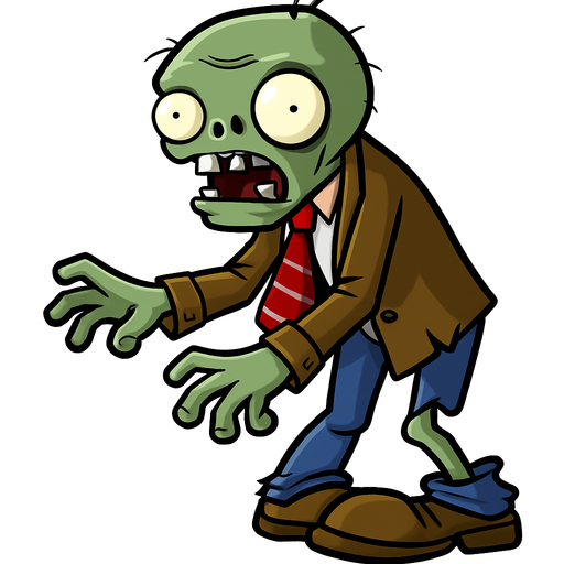a plant vs zombies zombie.
In-Game asset.  2d.  High contrast.  No shadows