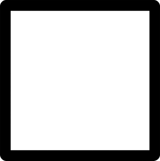 A square, black borders, white fill, 2D, no rounded borders, flat..
In-Game asset.  2d.  High contrast.  No shadows