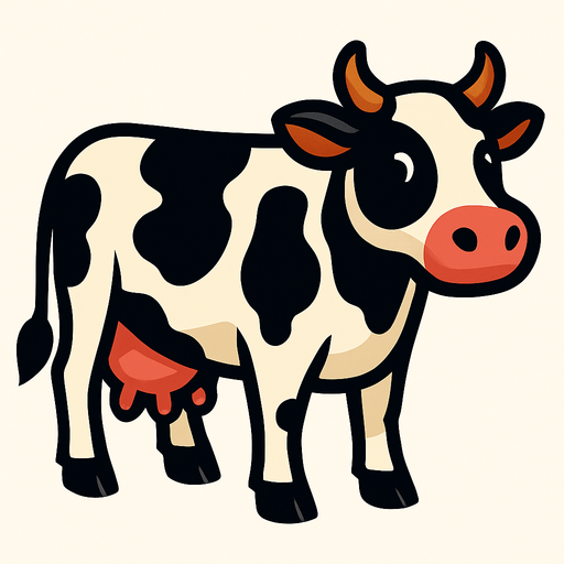 Cow.
In-Game asset.  2d.  High contrast.  No shadows