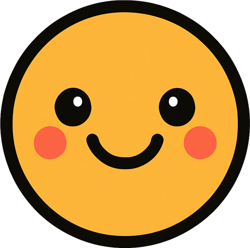 A cute face with cute smile.
In-Game asset.  2d.  High contrast.  No shadows