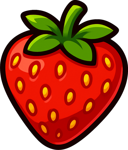 Strawberry.
In-Game asset.  2d.  High contrast.  No shadows