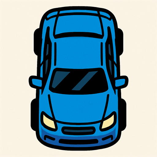Üstten görünüşlü araba.
In-Game asset.  2d.  High contrast.  No shadows