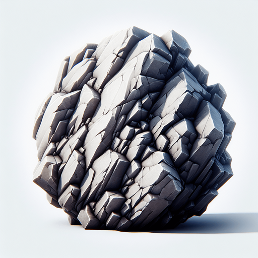 Rock.
Single Game Texture.  In-Game asset.  2d.  Blank background.  High contrast.  No shadows