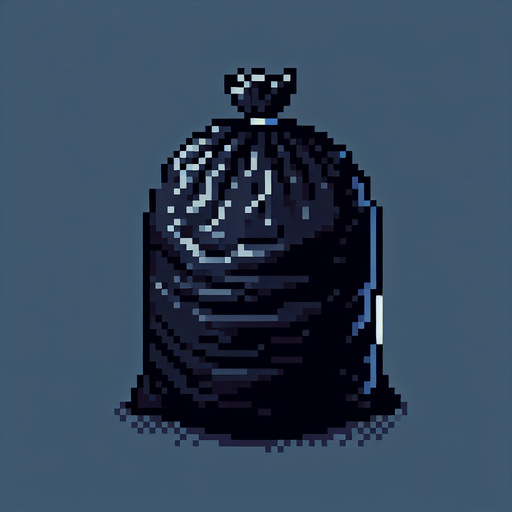 a black garbage bag.
video game style
