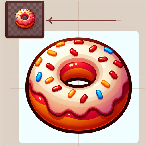donut cartoon 2d, blank background.
Single Game Texture.  In-Game asset.  2d.  Blank background.  High contrast.  No shadows