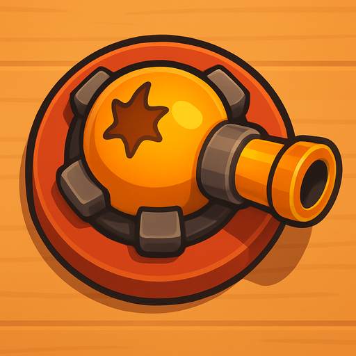 Crea la Torre Splash en un estilo 2D renderizado, limpio y cartoonish, con contornos claros y definidos, colores vibrantes con transiciones suaves, y sombreado que da volumen a sus superficies superiores.
La perspectiva debe ser VISTA CENITAL (totalmente desde arriba). Esto significa que la torre se verá como si estuviera siendo observada directamente desde arriba, con los detalles de su parte superior siendo prominentes.
La base de la torre debe ser circular para permitir un movimiento de cañón cómodo. El mortero/cañón de impacto o el orificio de disparo debe estar orientado hacia la DERECHA.
La torre debe tener un perfil bajo y la menor cantidad de relieve vertical posible para facilitar una rotación fluida en la animación. El "splash" se refiere al daño de área por impacto o explosión (no a agua), por lo que el diseño debe evocar artillería pesada o explosivos..
In-Game asset.  2d.  High contrast.  No shadows