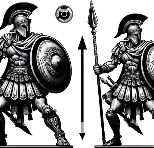An animated image of an ancient greek warrior.
Single Game Texture. In-Game asset. 2d. Blank background. High contrast. No shadows.