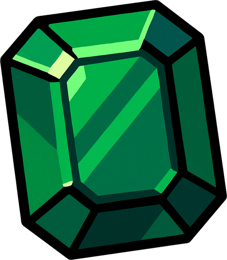 zümrüt.
In-Game asset.  2d.  High contrast.  No shadows