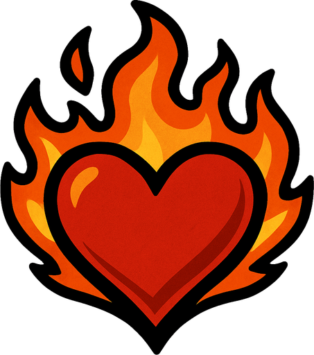 flame heart.
In-Game asset.  2d.  High contrast.  No shadows