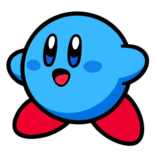 Blue kirby.
In-Game asset.  2d.  High contrast.  No shadows