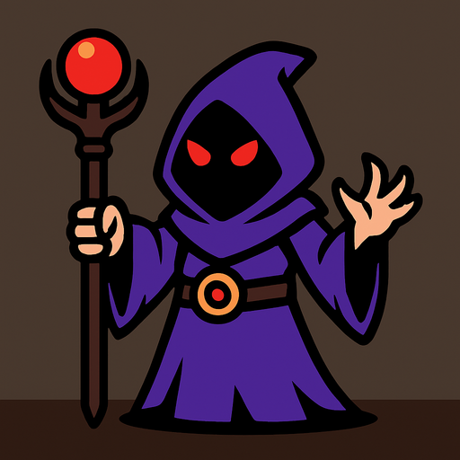 dark wizard 2d in game asset.
In-Game asset.  2d.  High contrast.  No shadows