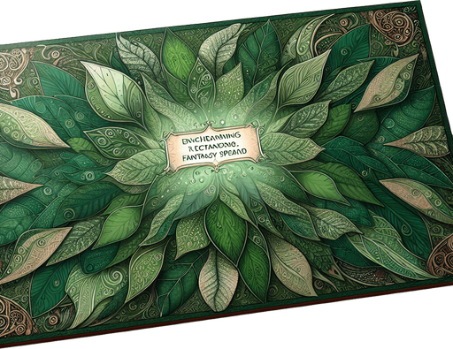 A mystical rectangle fantasy board with leaves.