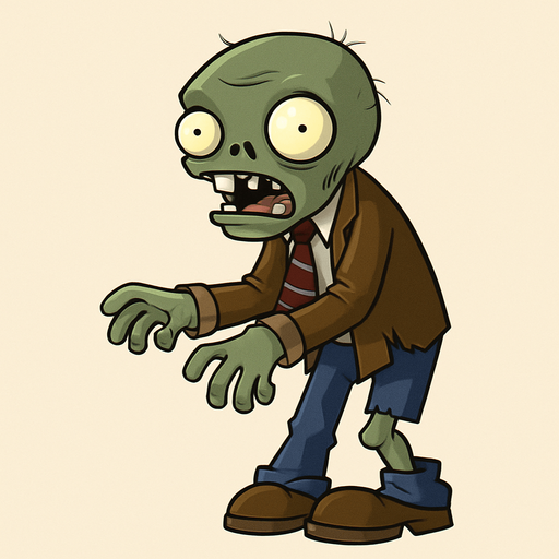 Zombie básico del videojuego plantas vs zombies.
In-Game asset.  No shadows