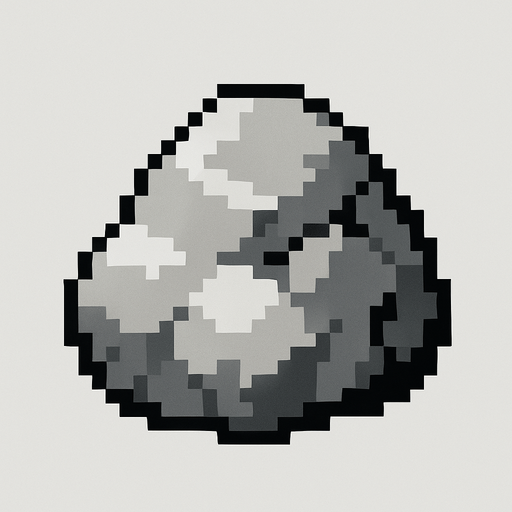 Gray rock (stone) style pixel art.
2d.  High contrast.  No shadows