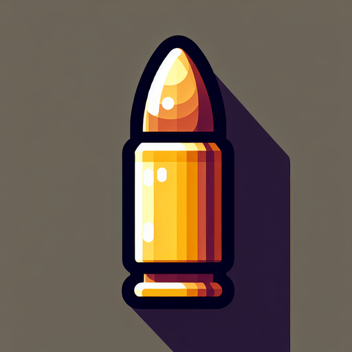 Bullet.
Single Game Texture. In-Game asset. 2d. Blank background. High contrast. No shadows.