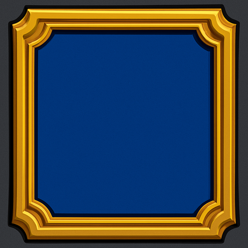 Golden framed blue panel.
In-Game asset.  2d.  High contrast.  No shadows