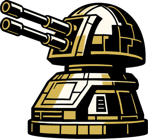 Death Star turret.
In-Game asset.  2d.  High contrast.  No shadows