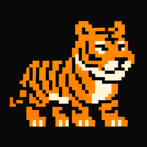 Tiger 8 bit.
In-Game asset.  2d.  High contrast.  No shadows