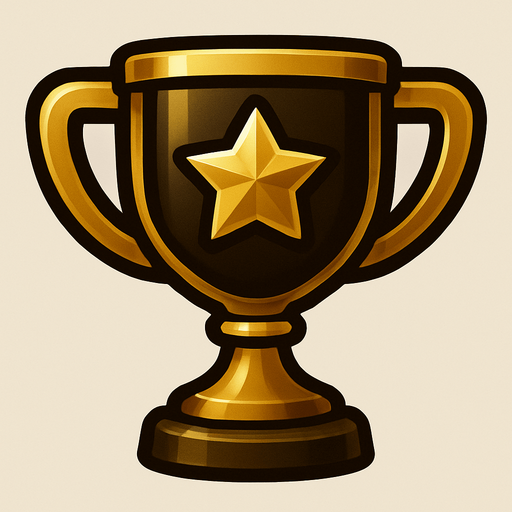 Copa de logros elegante en colores dorados oscuros y brillantes.
In-Game asset.  2d.  High contrast.  No shadows