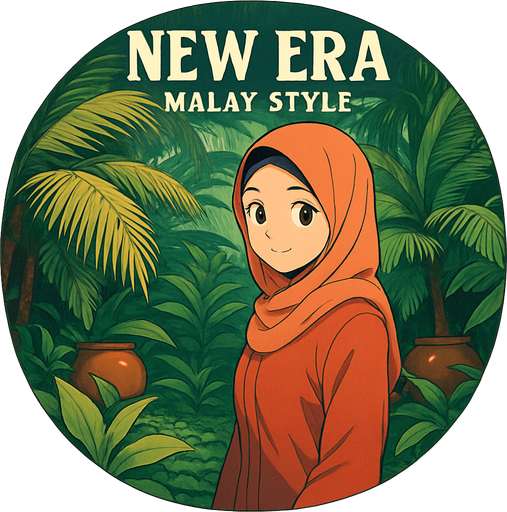 Anime style design for the round shape song cover of New Era Malay Style