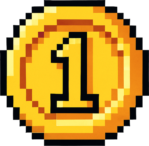 pixel art coin.
In-Game asset.  2d.  High contrast.  No shadows