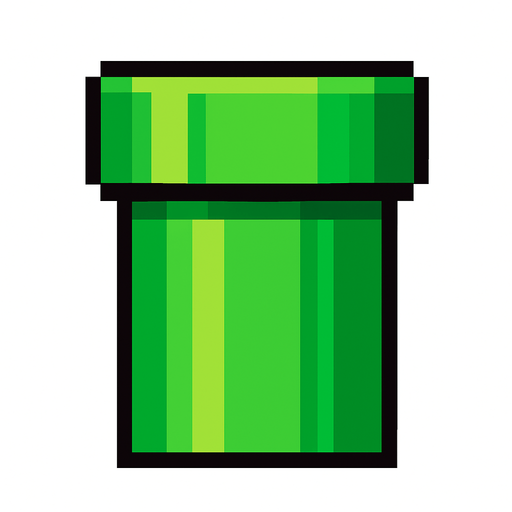 green pipe. pixel art..
In-Game asset.  2d.  High contrast.  No shadows