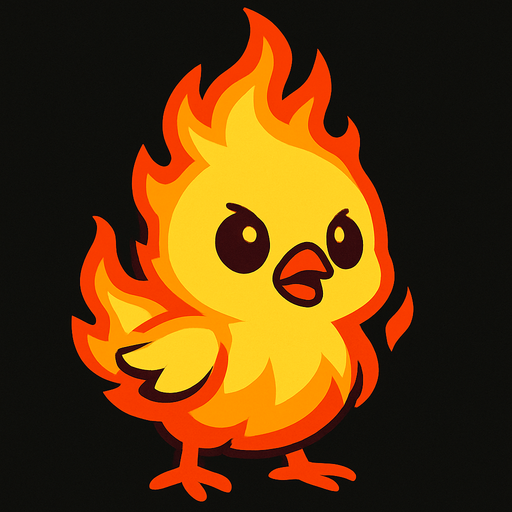 ateş civcivi.
In-Game asset.  2d.  High contrast.  No shadows