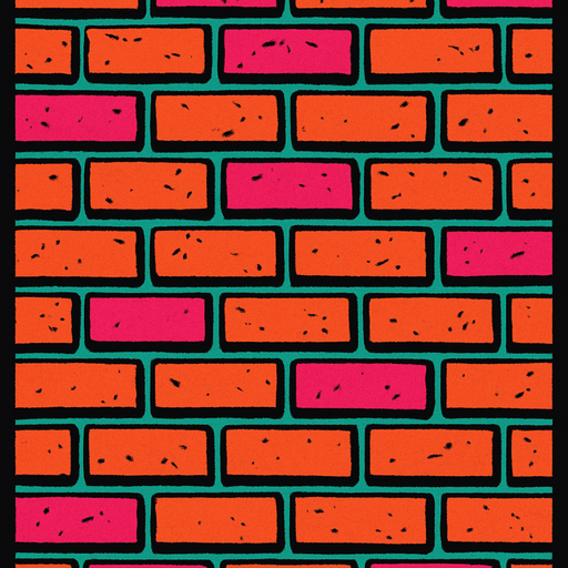 Textura de pared de ladrillos estilo años 80. 9:16.
In-Game asset.  2d.  High contrast.  No shadows