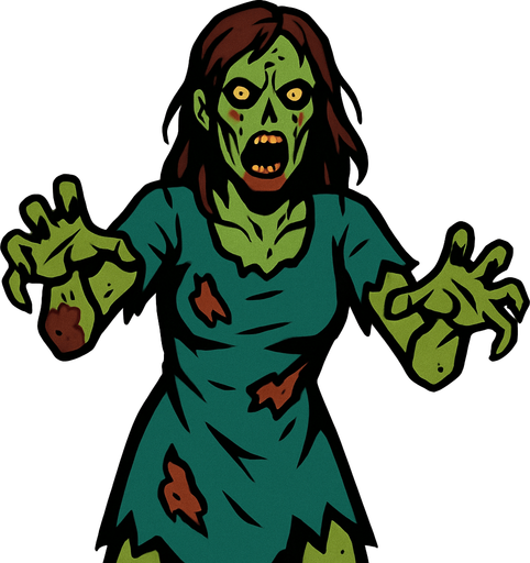 kadın zombi.
In-Game asset.  2d.  High contrast.  No shadows