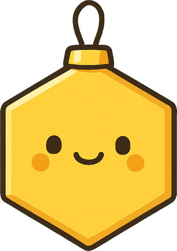 Perfectly hexagon yellow Christmas decoration. Cartoon style. Cute art style. Simple vector style.