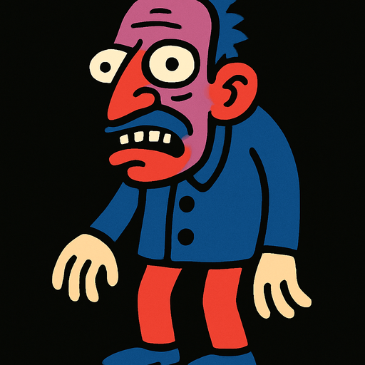 Homme bizzare.
In-Game asset.  2d.  High contrast.  No shadows