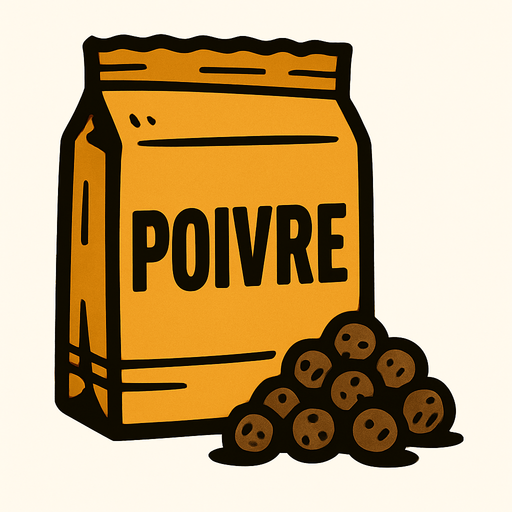 Poivre.
In-Game asset.  2d.  High contrast.  No shadows