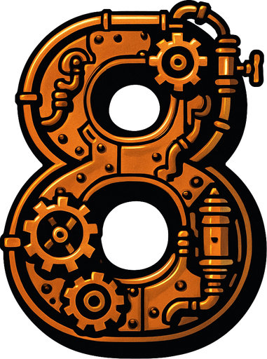numero 8 en estilo steampunk.
In-Game asset.  2d.  High contrast.  No shadows