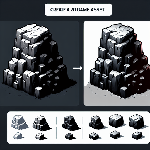 rock.
Single Game Texture. In-Game asset. 2d. Blank background. High contrast. No shadows.