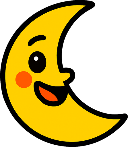 LUna animada.
In-Game asset.  2d.  High contrast.  No shadows