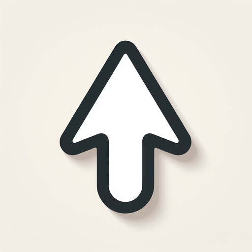 Simple white arrow pointing up. Mouse cursor like. Black outline. No shadow
