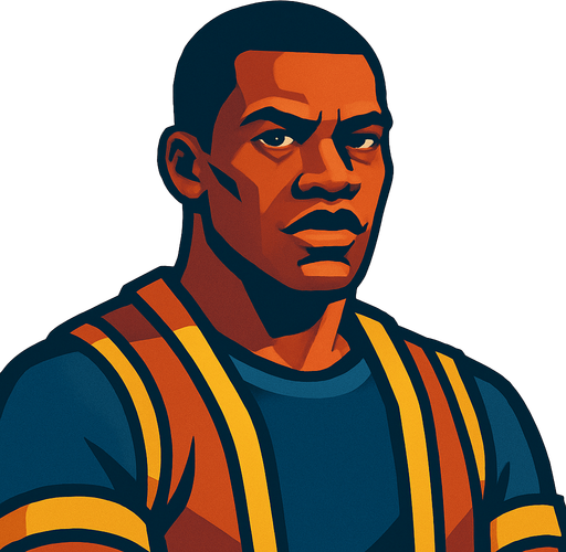 black man.
In-Game asset.  2d.  High contrast.  No shadows