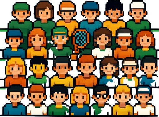 pixelart tennis audience, looking down.
In-Game asset.  2d.  High contrast.  No shadows
