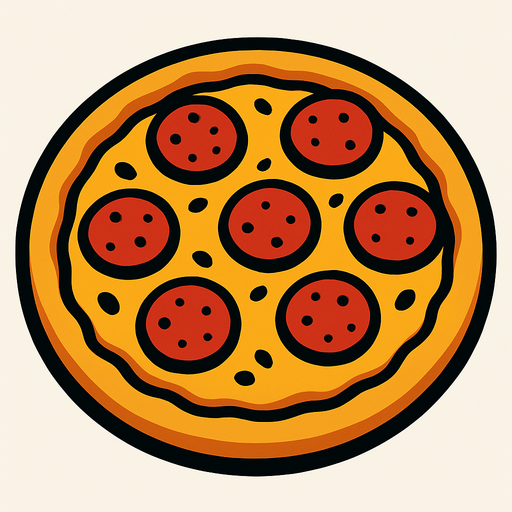 Pizza.
In-Game asset.  2d.  High contrast.  No shadows