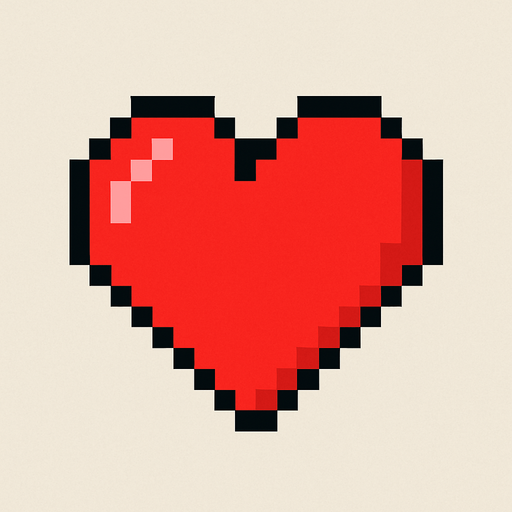 Pixel art 2d heart.
In-Game asset.  2d.  High contrast.  No shadows