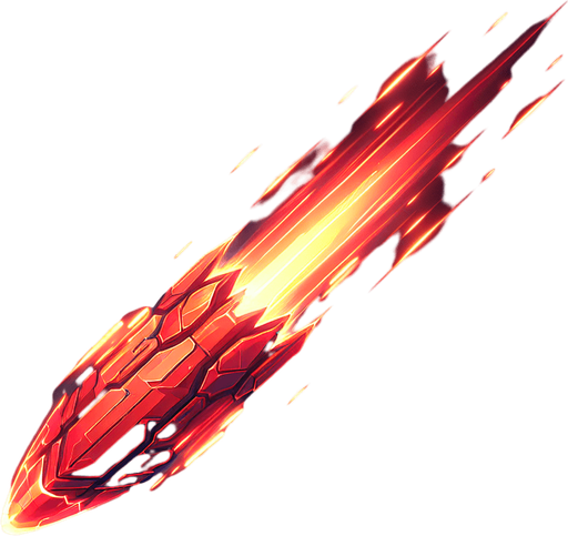 A 2D top-down view of a futuristic energy bullet for a space shooter game. The bullet is a glowing red plasma projectile  elongated shape and a slight energy trail behind it. The design is simple, bright, and high-speed-looking, suitable for fast-paced shooting gameplay.
Single Game Texture.  In-Game asset.  Blank background.  High contrast.  No shadows