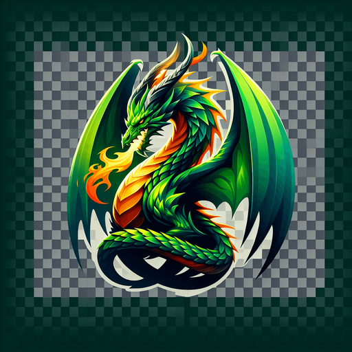 green dragon.
In-Game asset. 2d. Transparent background. High contrast. No shadows.