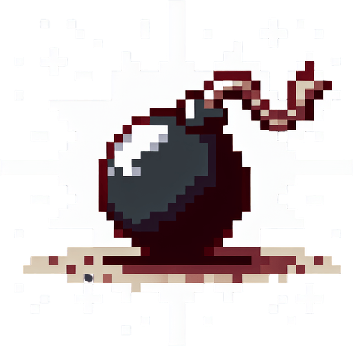 create me a 2d pixel bomb.
Single Game Texture. In-Game asset. 2d. Blank background. High contrast. No shadows.